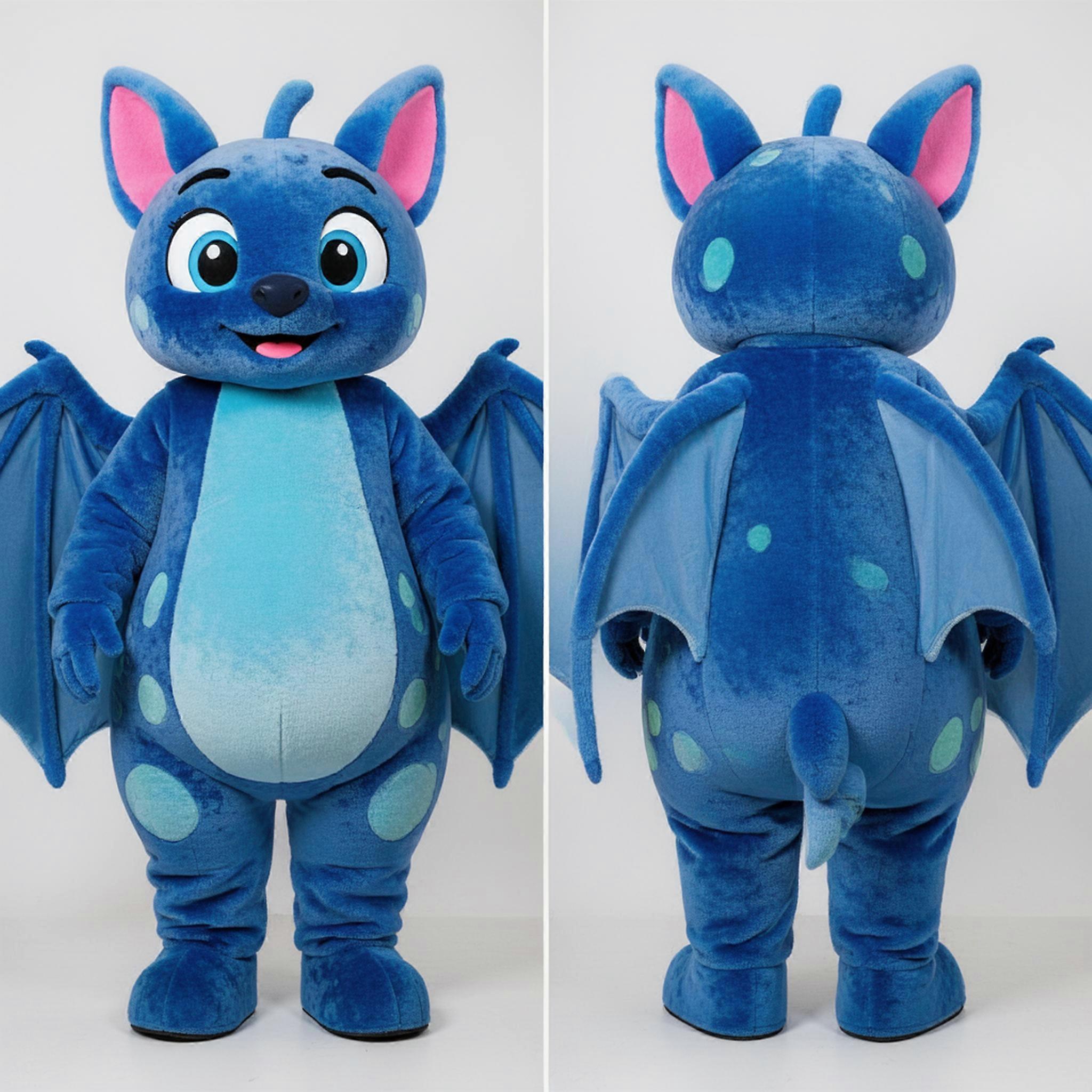 MASTICOT Velvety Blue Broad Winged Fruit Bat Mascot