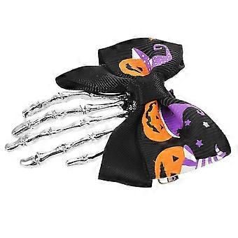 Spinka do włosów z motywem szkieletu na Halloween, kompatybilna z dekoracją z kokardą w kształcie czaszki, czarna
