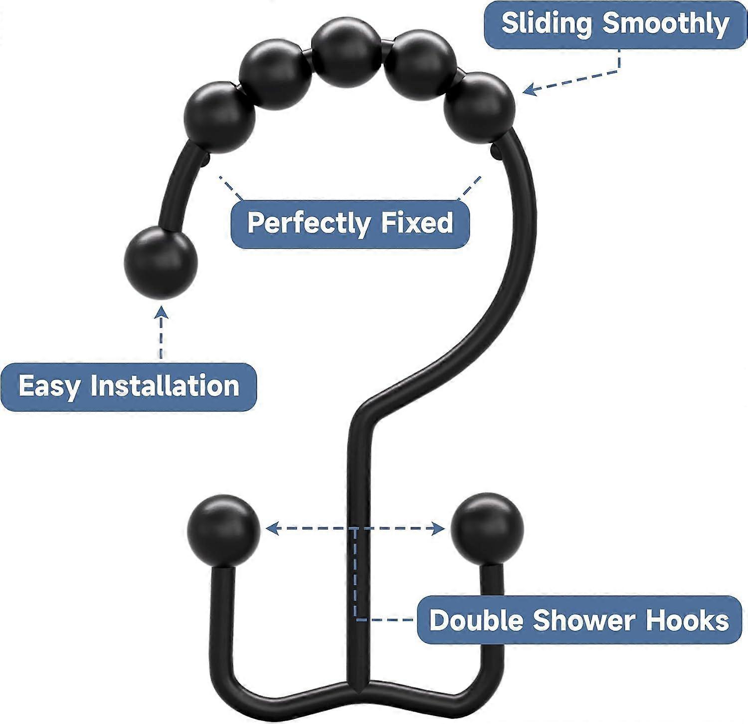 Shower Curtain Hooks Gold Double Sided