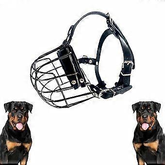 Large Dog Muzzle with Metal Frame & PU Leather, Adjustable Straps for Biting, Barking & Chewing Prevention, Outdoor Training Use