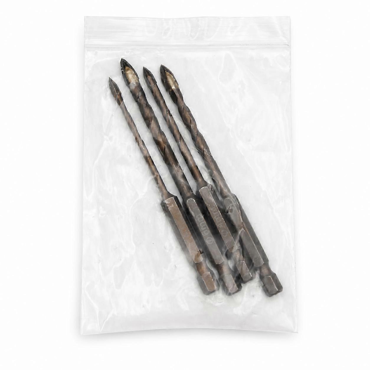 4pcs Hexagonal Handle Cross Glass Drill Ceramic Tile Drill Bit Baking Yellow Spiral Ceramic Wall