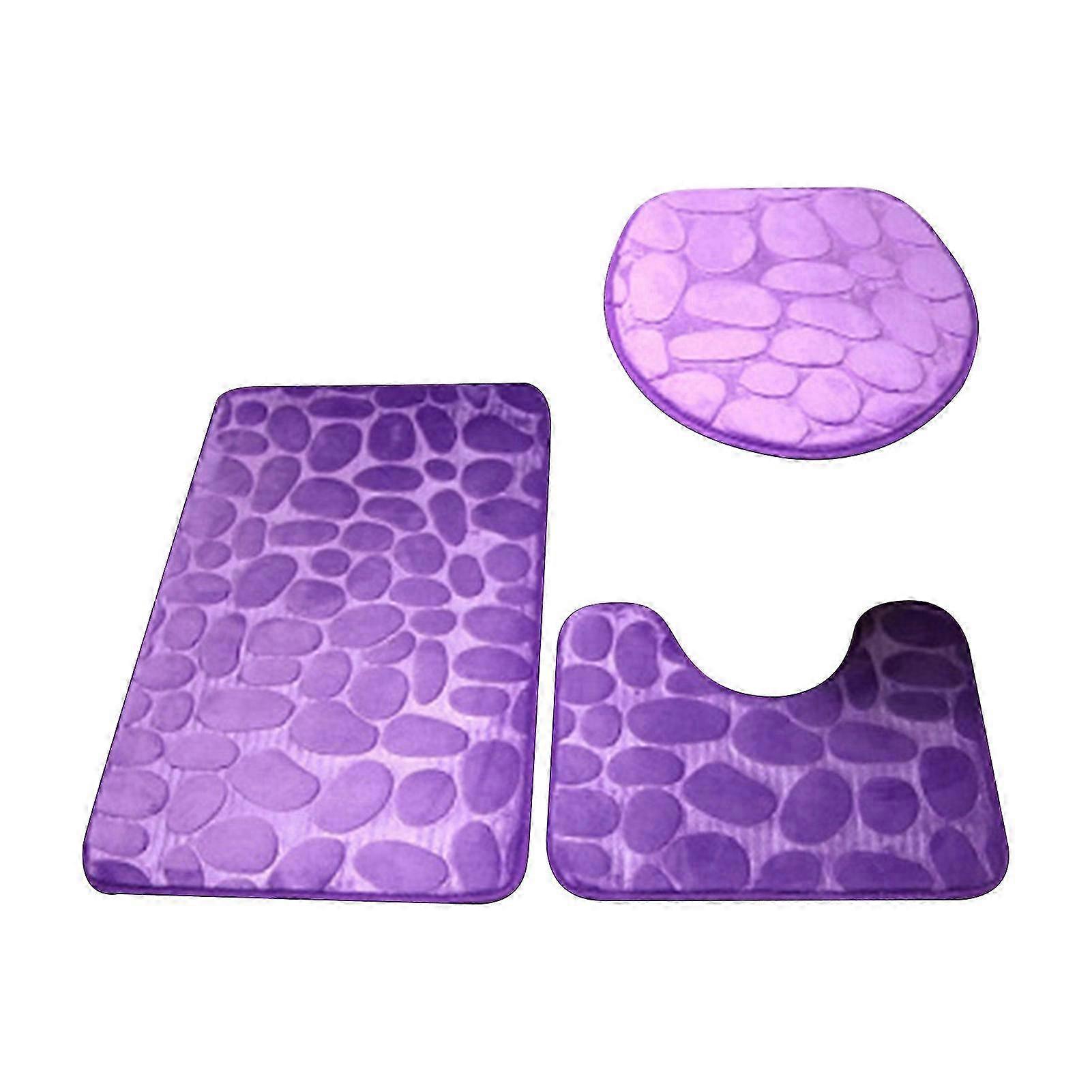 Foldable Soft Cobblestone Bathroom Mat Set