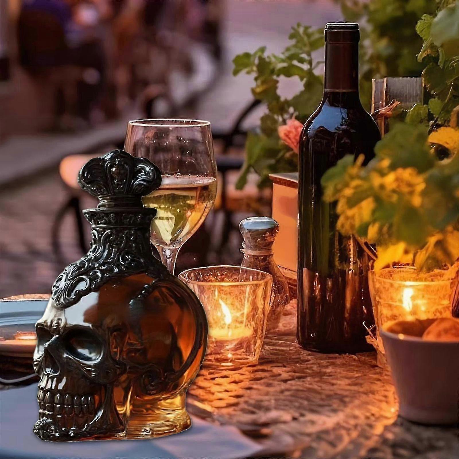 Skeleton-Themed Glass Decanter
