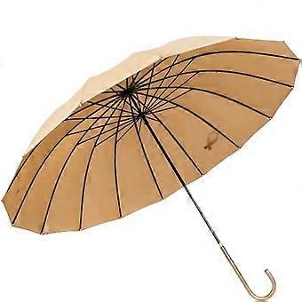 Windproof Golf Umbrella 16 Ribs Automatic Open Stick Umbrella with Fiberglass Frame and Ergonomic Handle Brown