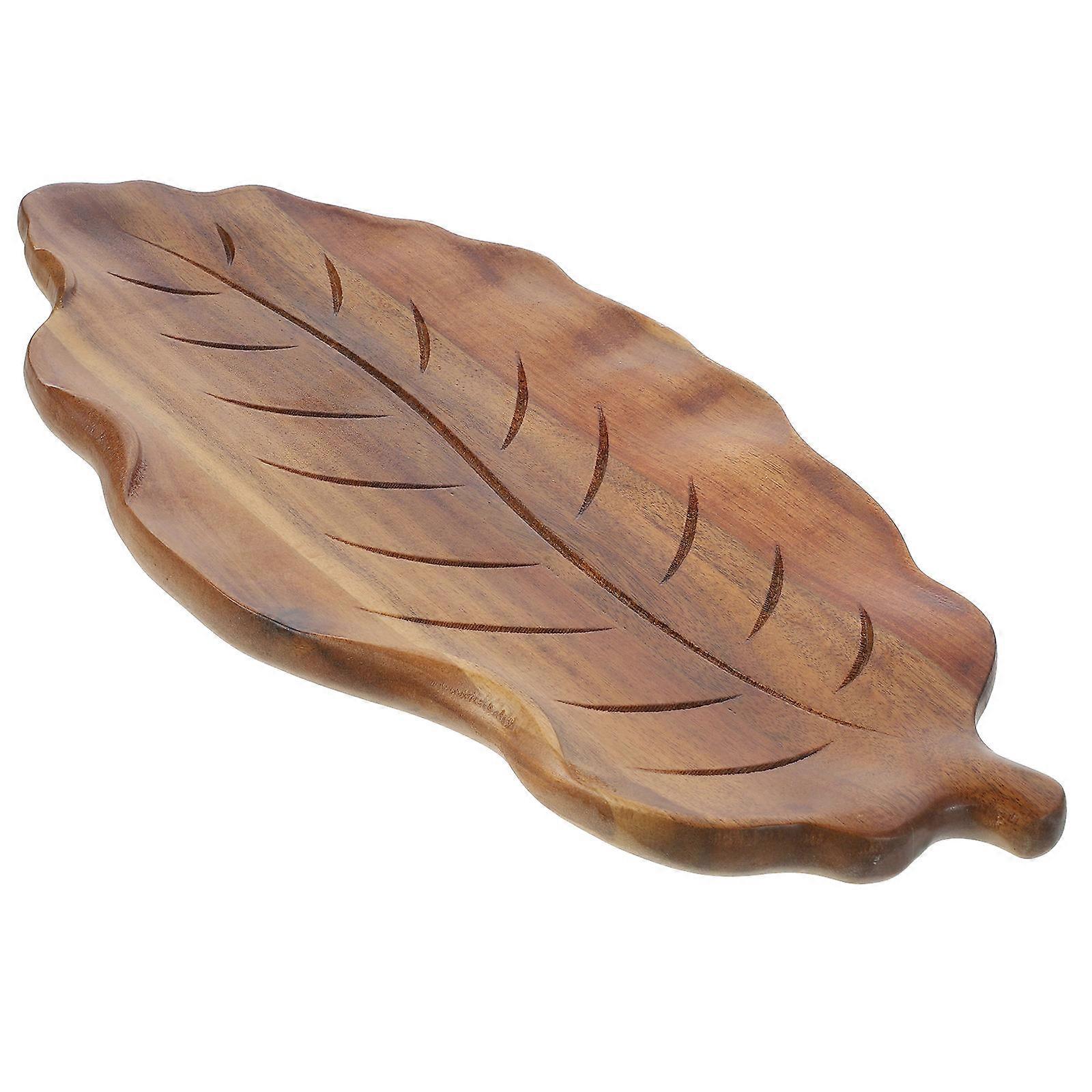 Solid Wood Leaf Tray Decorative Serving Tray for Daily Use