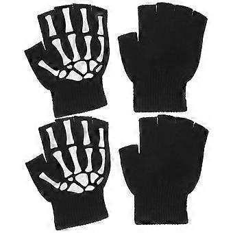 Outdoor Sports Gloves Skeleton Half Finger Gloves for Cycling Comfort 2Pairs