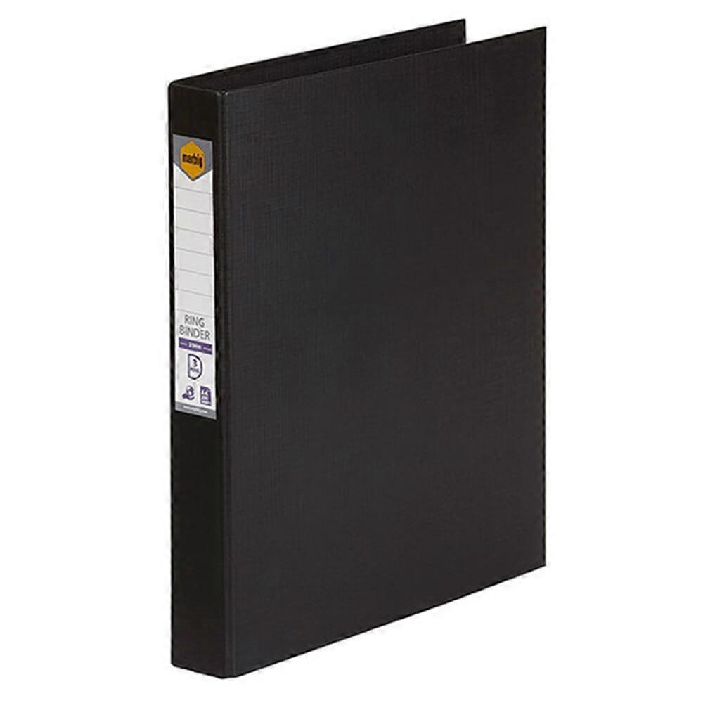 BLACK Marbig Polypropylene Moisture Resistant Soft Touch 3D A4 Ring Binder 25mm