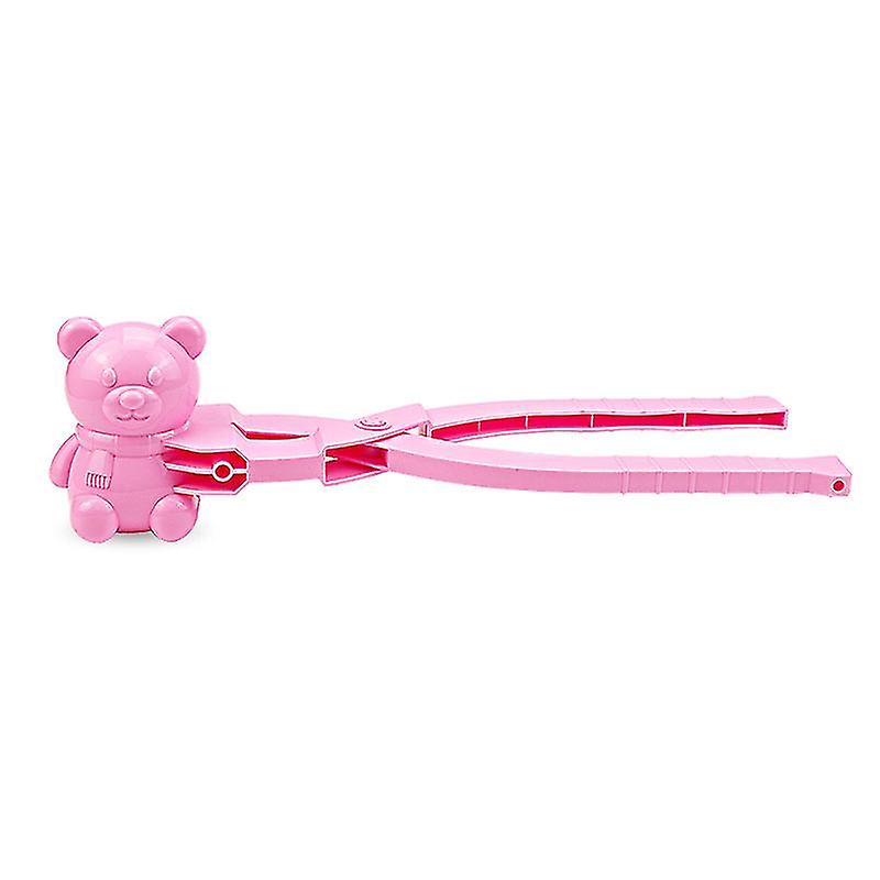 32cm Bear Snowball Maker Tool Snow Toy Kit Cartoon Snowball Maker Clip Fun Winter Outdoor Snow Toy With Handle(pink)