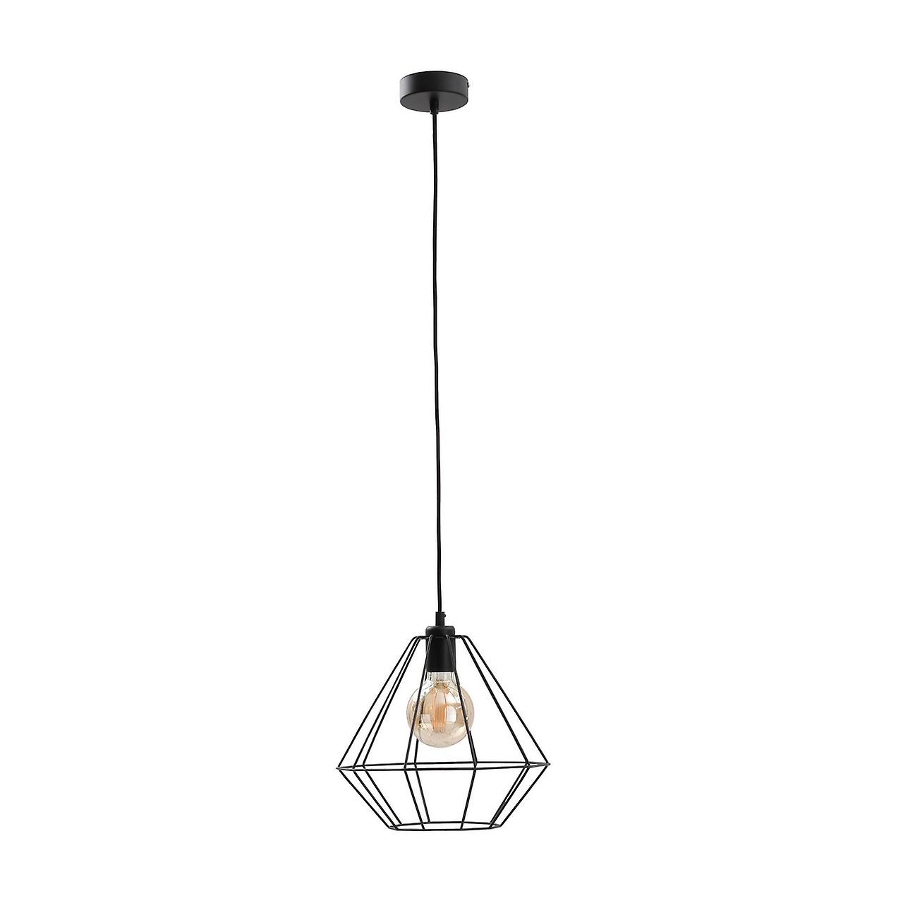 Faro Wire Frame Pendant Ceiling Light Black, 29cm, 1x E27