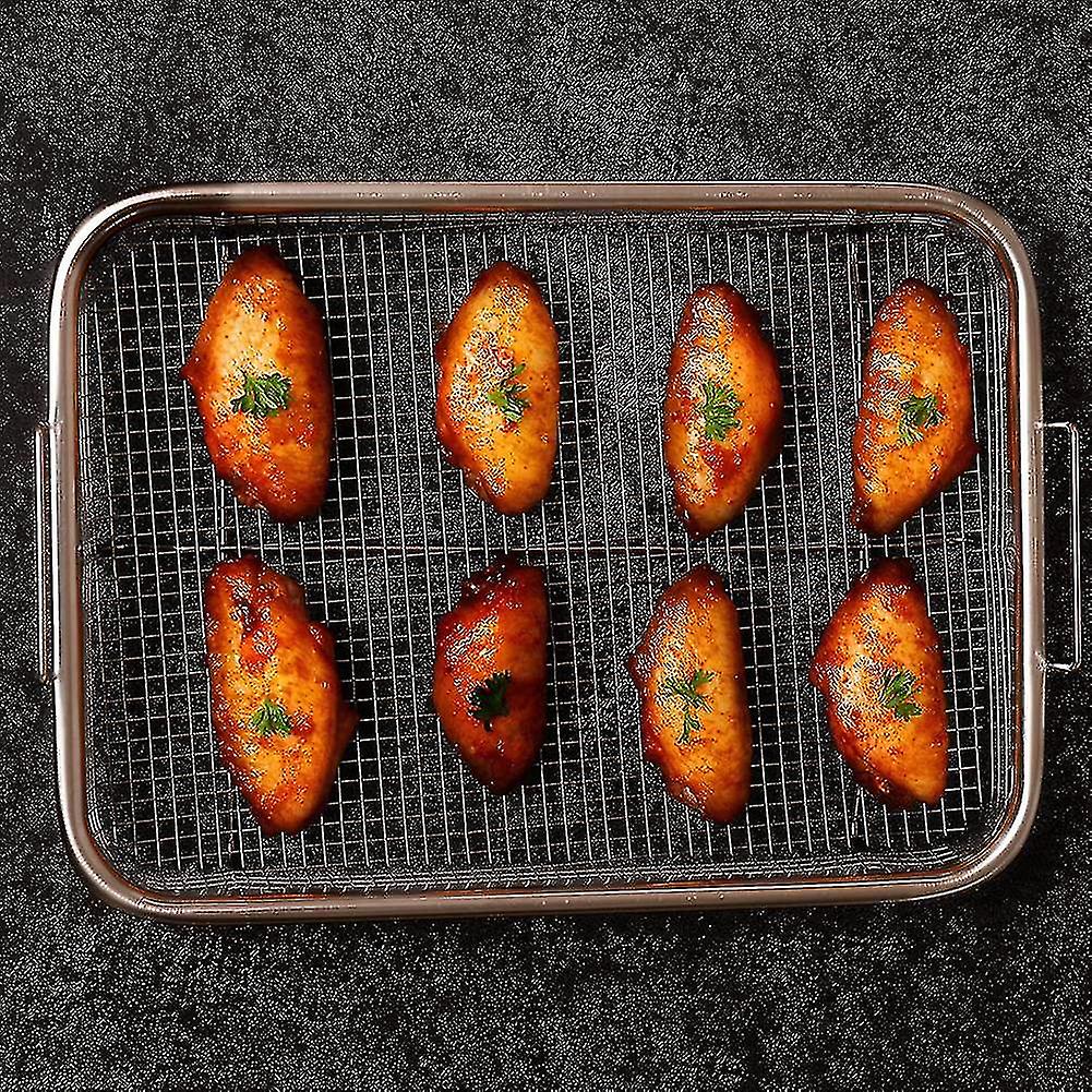 Uikdjgu 2er-Set Heißluftfritteusen-Körbe Aus Edelstahl - Antihaft-Grillkörbe Für Ofen & Backofen