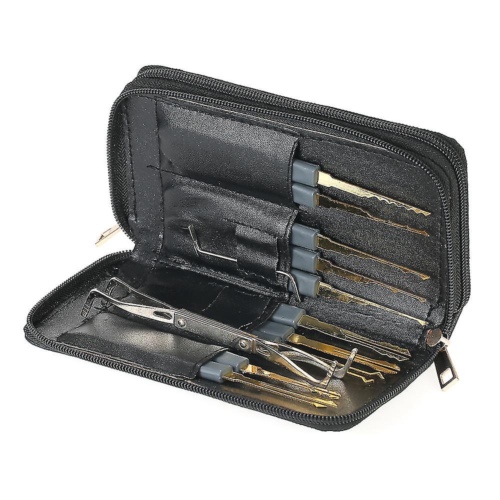 24pcs Professional Unlocking Lock Picking Tools Set Practice Lockset Kit With Leather Case For Locksmith Beginners U