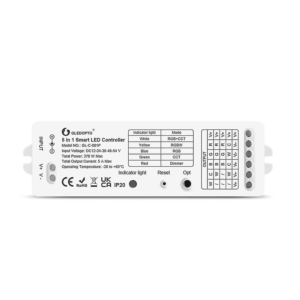 Zigbee 3.0 Dc12-54v 5 In 1 Rgbcct/rgbw/rgb/ /dimmer Controller Compatible With App/voice/rf Remote