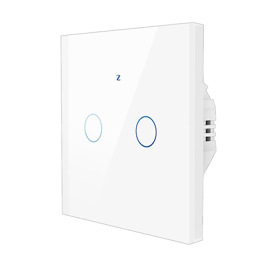 Tuya Zigbee Smart Touch Switch Light No Neutral Wire 2 Wall On Off Magnetic Latching Relay White Eu