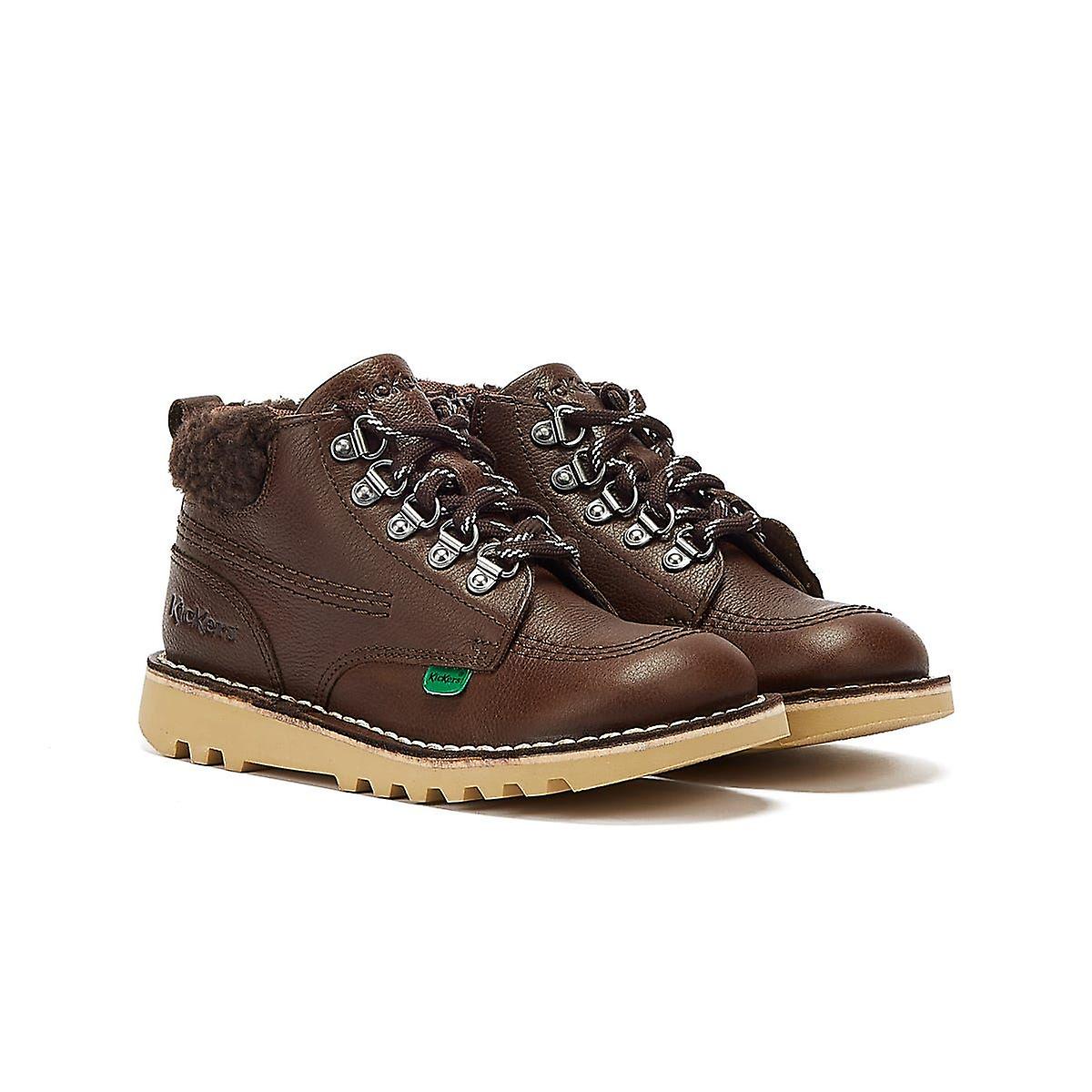 Kickers Kick Hi Winter Leather Junior Dark Brown Boots
