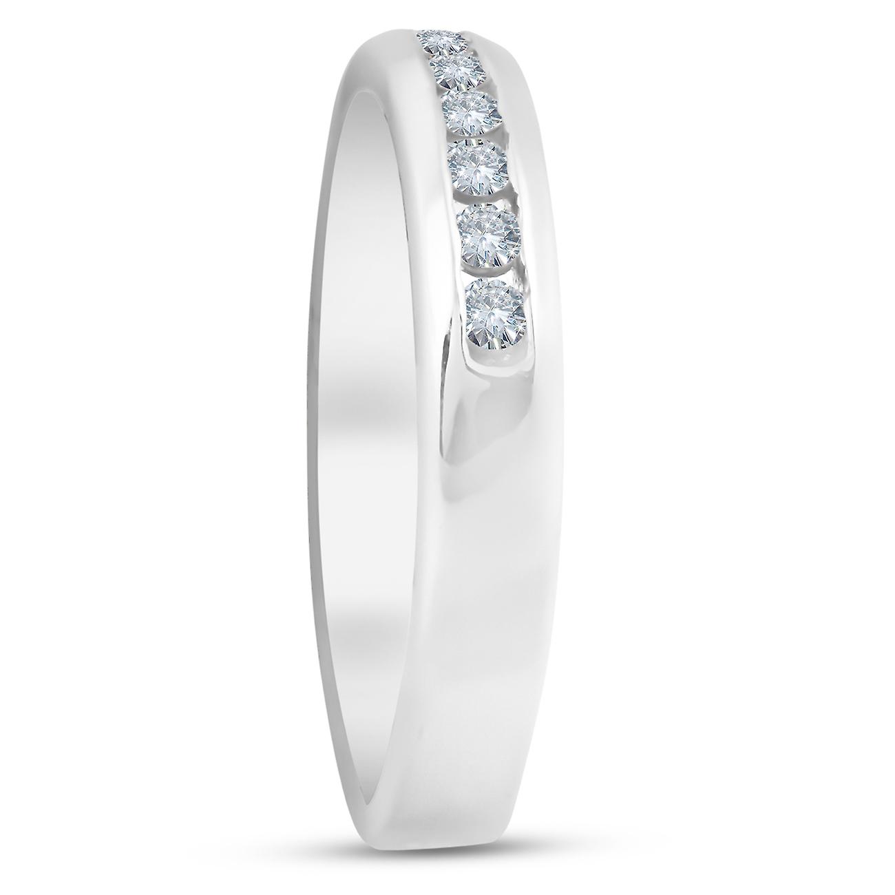 1/4ct Diamond Wedding 14k White Gold Stackable Channel Set Ring High ...