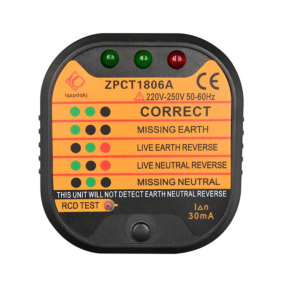 Zpct1806b Outlet Socket Tester Detector Circuit Polarity Voltage Plug Breaker Eu Ground Zero Line Switch Safety Electroscope