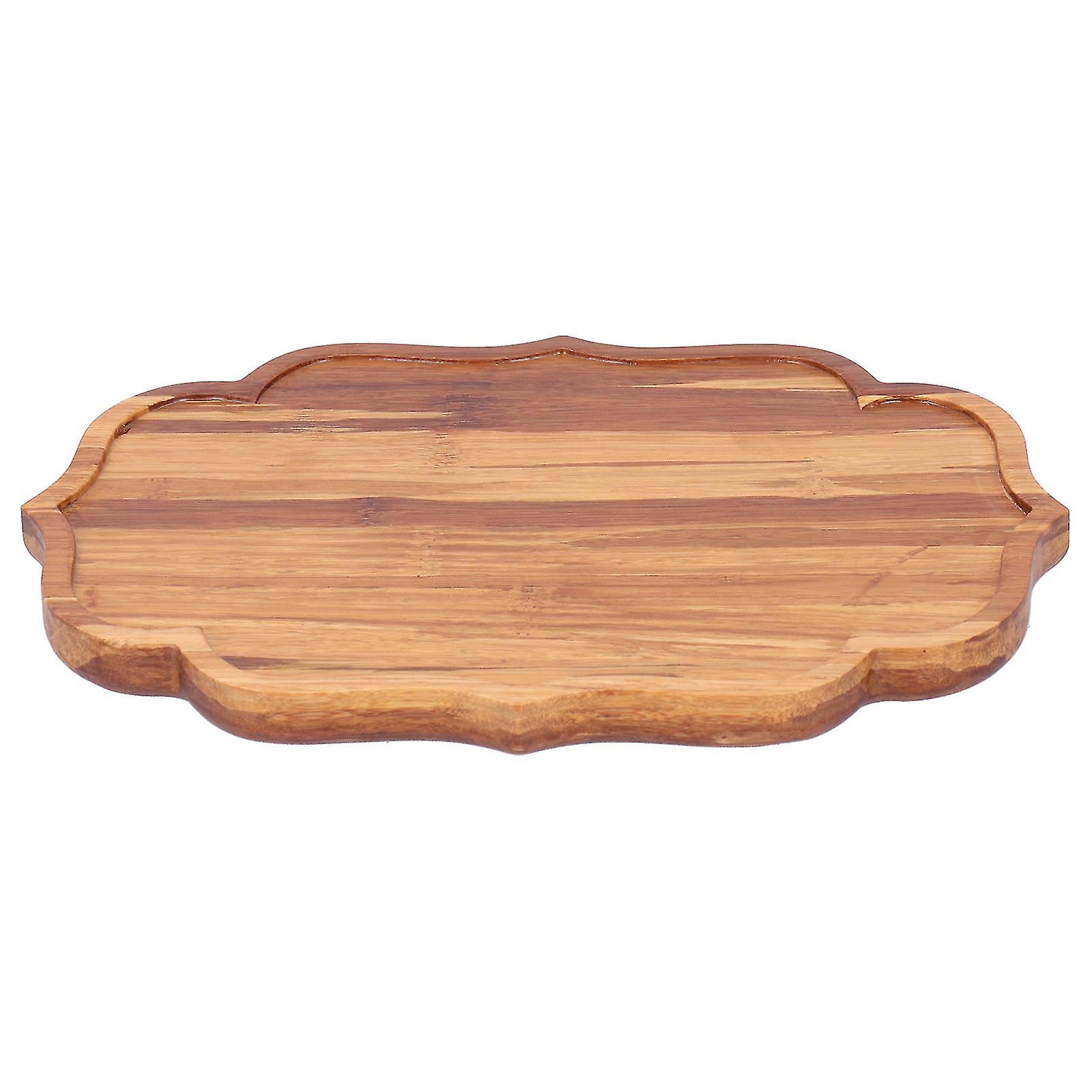 Bamboo Tea Tray Serving Plate Japanese Style Tableware with Protective Pad 19.8 x 13.7 x 1.8cm