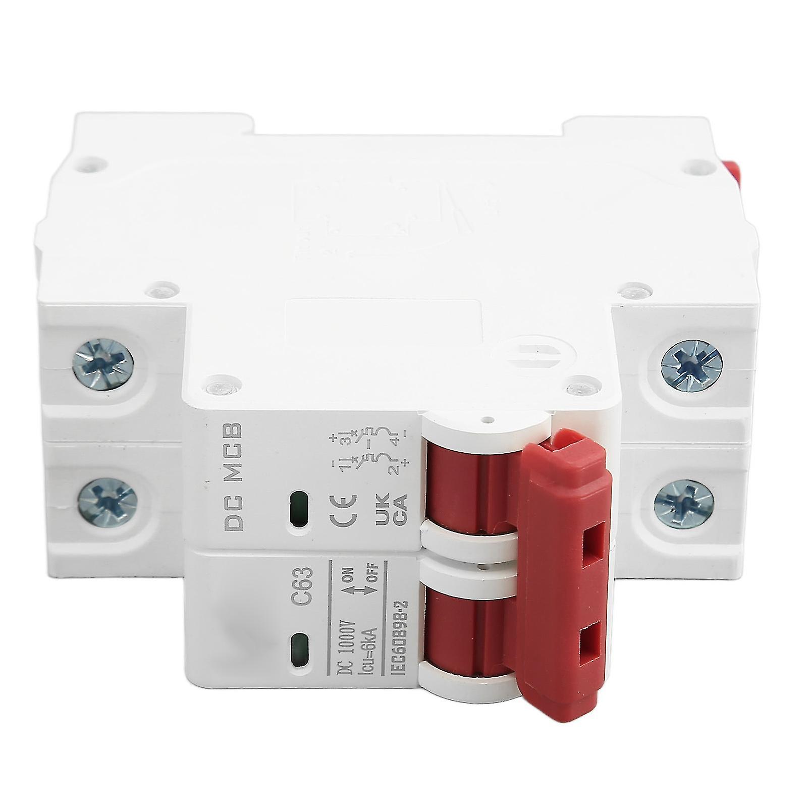 Circuit Breaker 2P DC 1000V MCB 63A Protection Switch 6000A Breaking Capacity for Home 