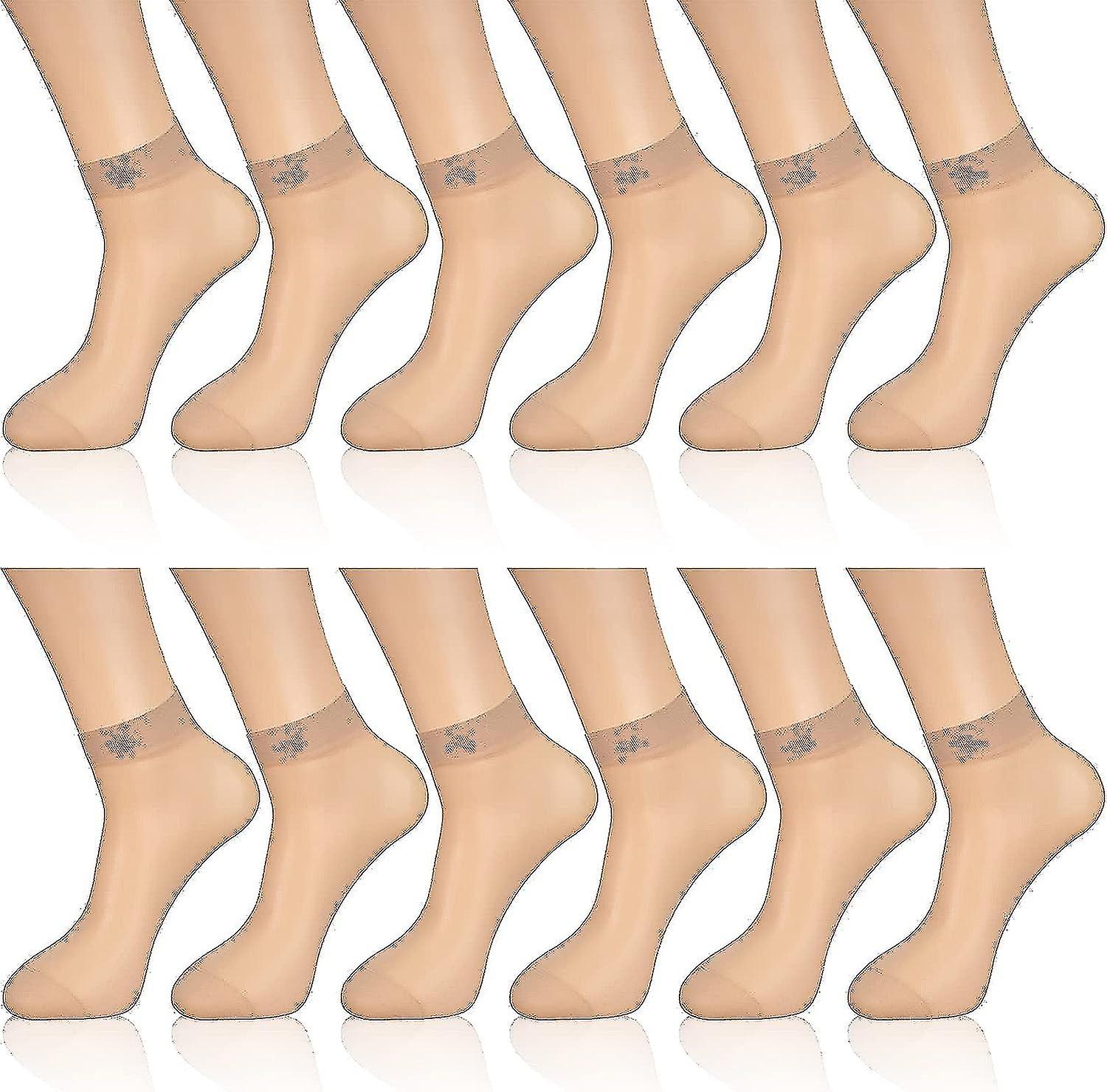 12 pares de calcetines tobilleros transparentes de nailon fino y transparente, calcetines cortos hasta el tobillo
