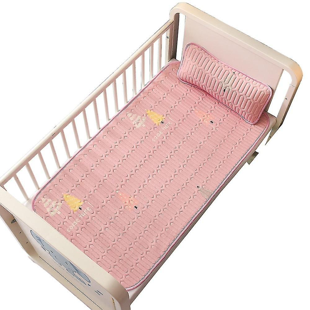 Bassinet Cradle Accessories Insular Cartooon Summer Anti-skid Baby Ice Silk Mat Include Pillow Set