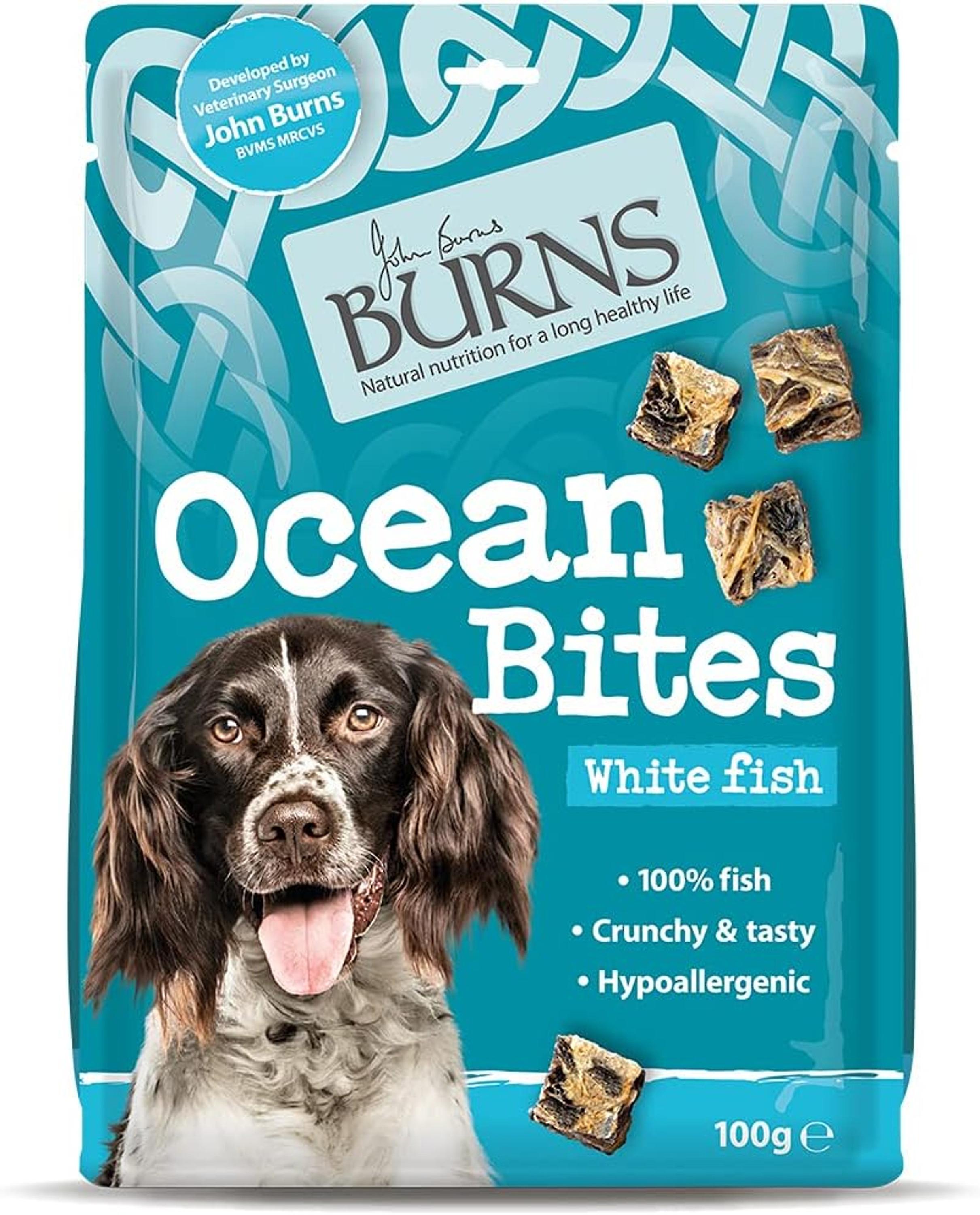 Burns Ocean Bites Dog Treat 100% Natural Fish 5 x 100g