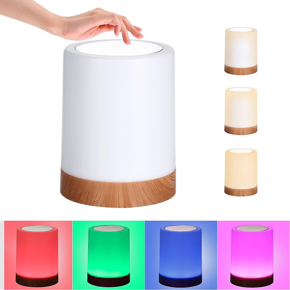 Usb Rechargeable Touching Control Bedside Light Dimmable Table Lamp Warm White & Rgb Night Light