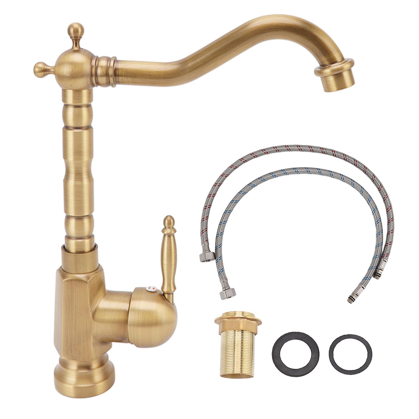 Elegante grifo de cocina de latón antiguo grifo de construcción de latón macizo con exquisita artesanía para espacios vintage y elegantes