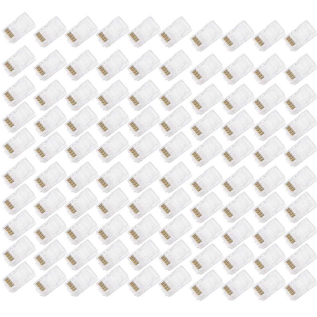 100pcs Rj45 8-pin Modular Plug Gold Plated Network Connector Crystal Plugs