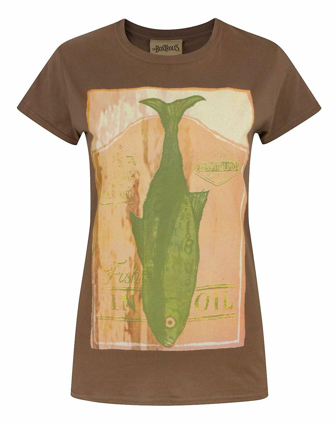 Boxtrolls Womens Short Sleeved T-Shirt Brown Fish