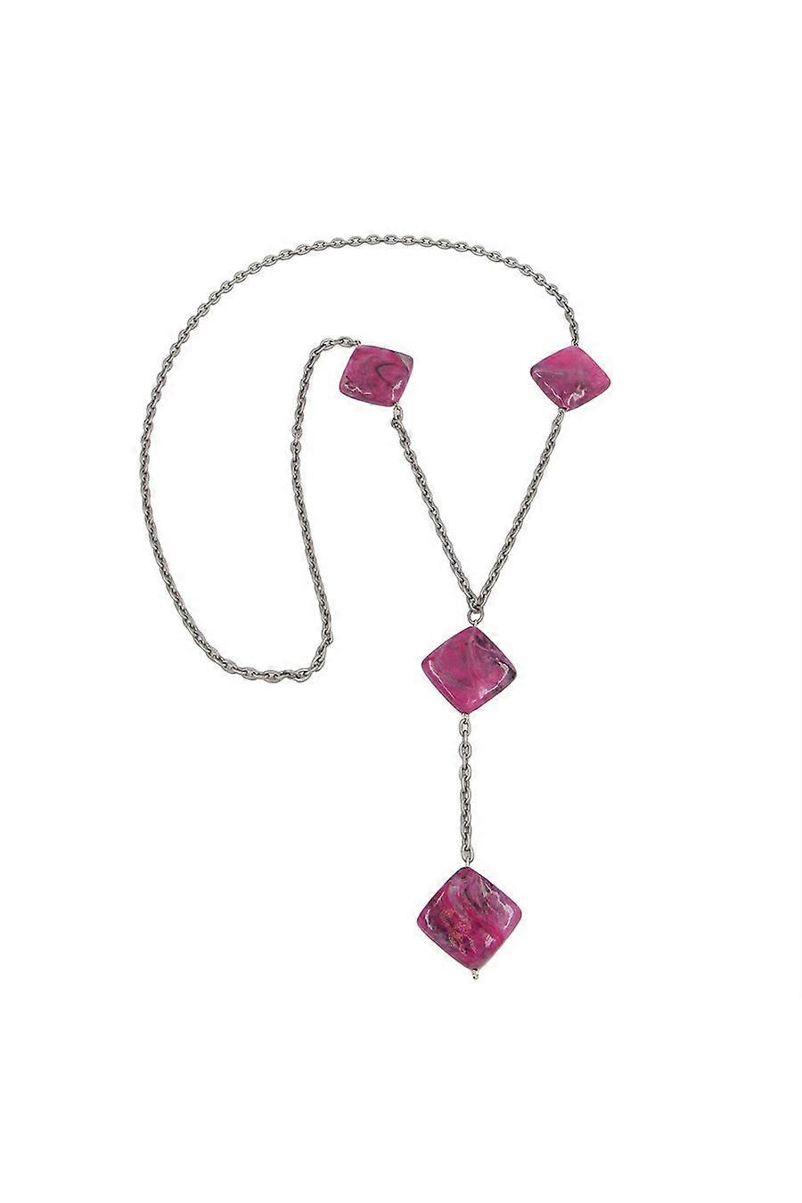 Necklace 4 Beads Pink-marbeled 95cm - Gl02101