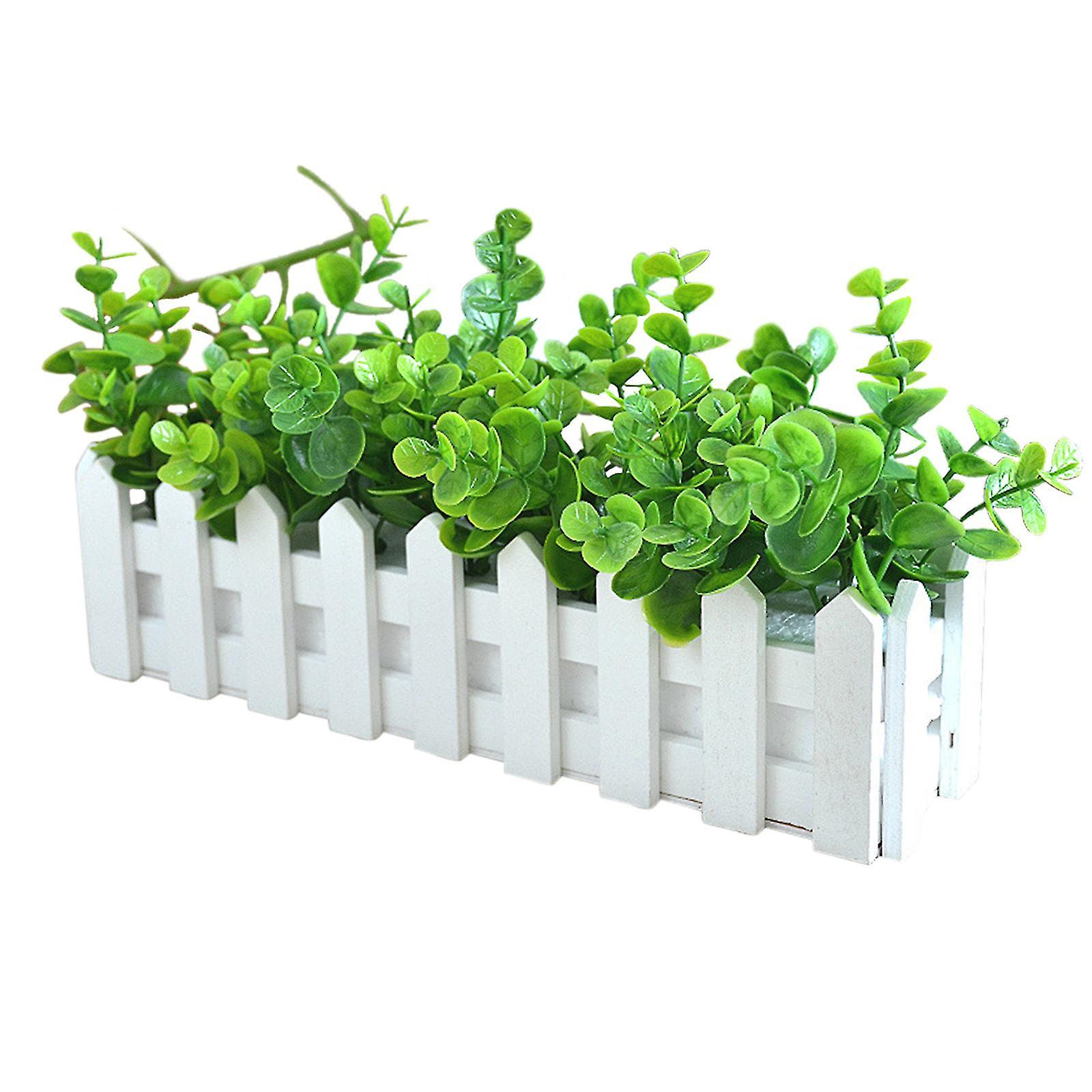 2024 New Artificial Flowers Mixed Color Daisies In Picket Fence Pot Pack For Indoor Office Wedding Home Decor