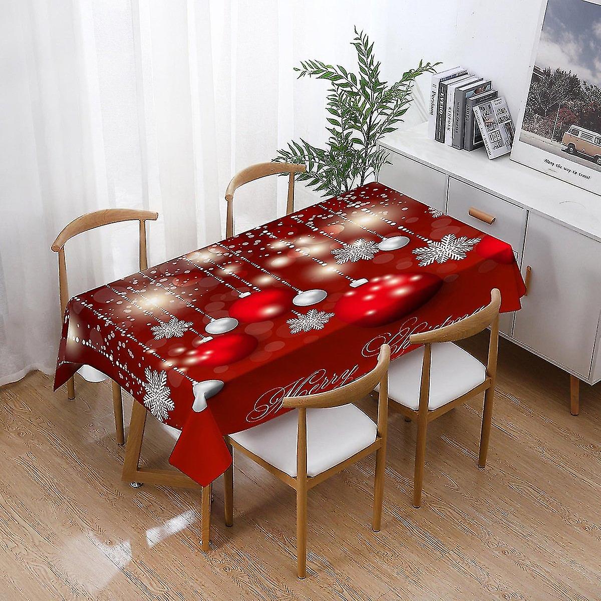 Rectangular Christmas Tablecloth Polyester 140 * 180cm Christmas Tree Patterns for Christmas Table D