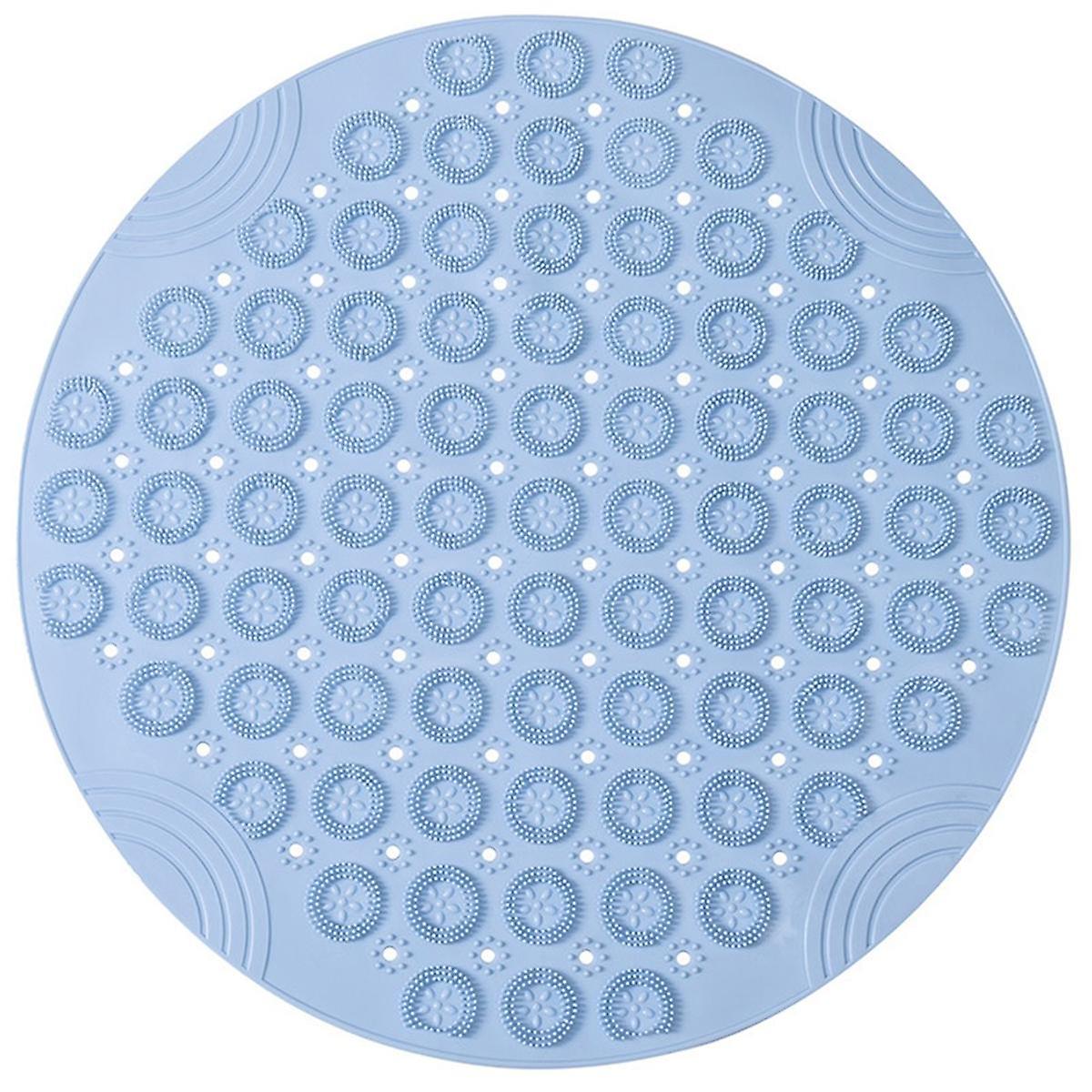 Round Non-Slip Shower Mat Strong Suction Bath Mats with Drain Holes with Raised Massage Loop, D