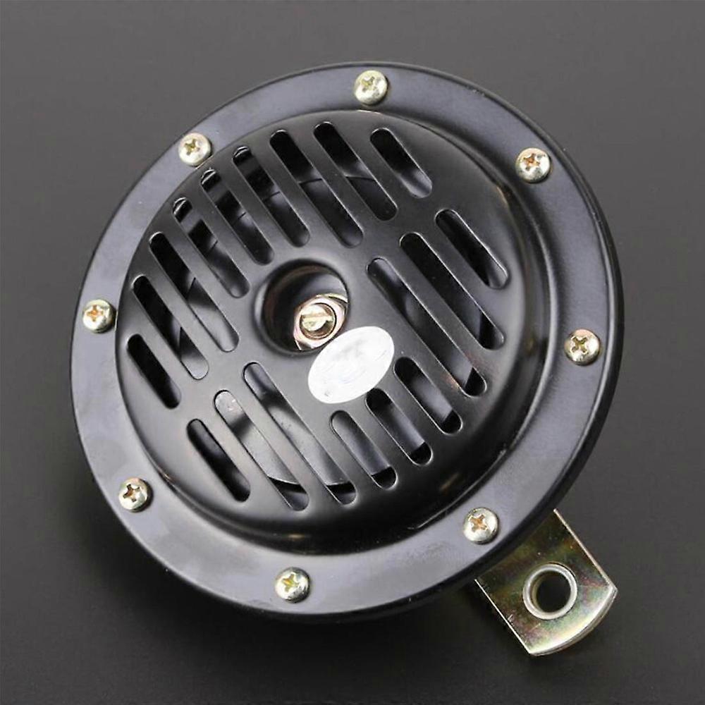 1PC 12V/24V 105dB Large Car Electric Horn Black Round Super-loudspeakers Waterproof Basin-shaped Speakers 13.1CM