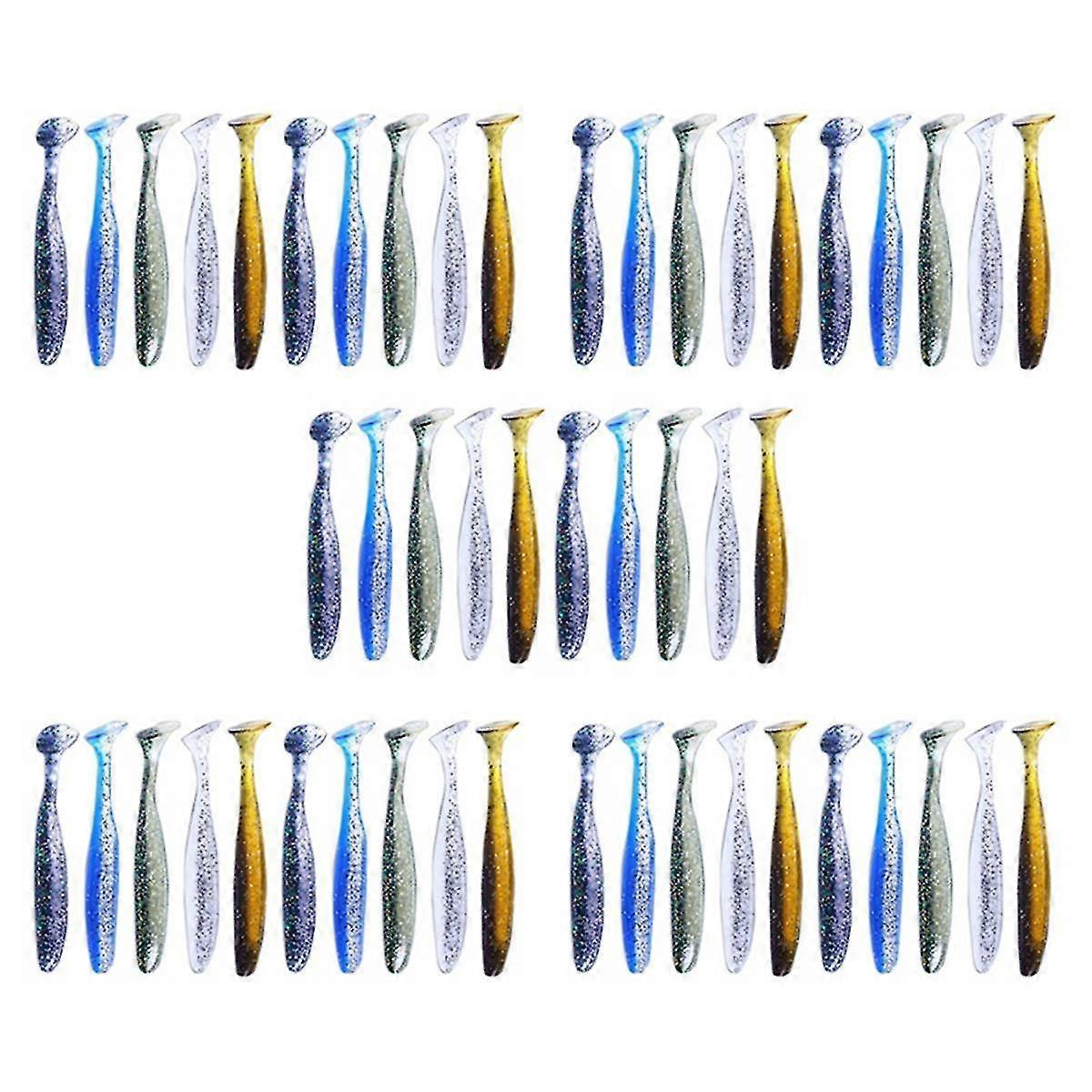 50Pcs weicher Köder Silikonköder Wobbler Angeln Köder Seewurm Swimbait Streamer Silikonköder Angelzubehör 7cm