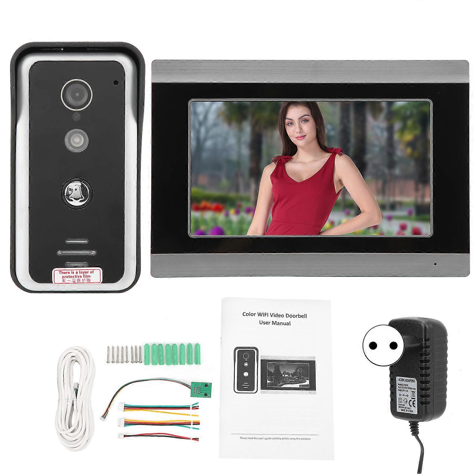7in Wifi Video Doorphone Wired Infrared Night Vision Intercom App Remote For Tuya 100240veu Plug