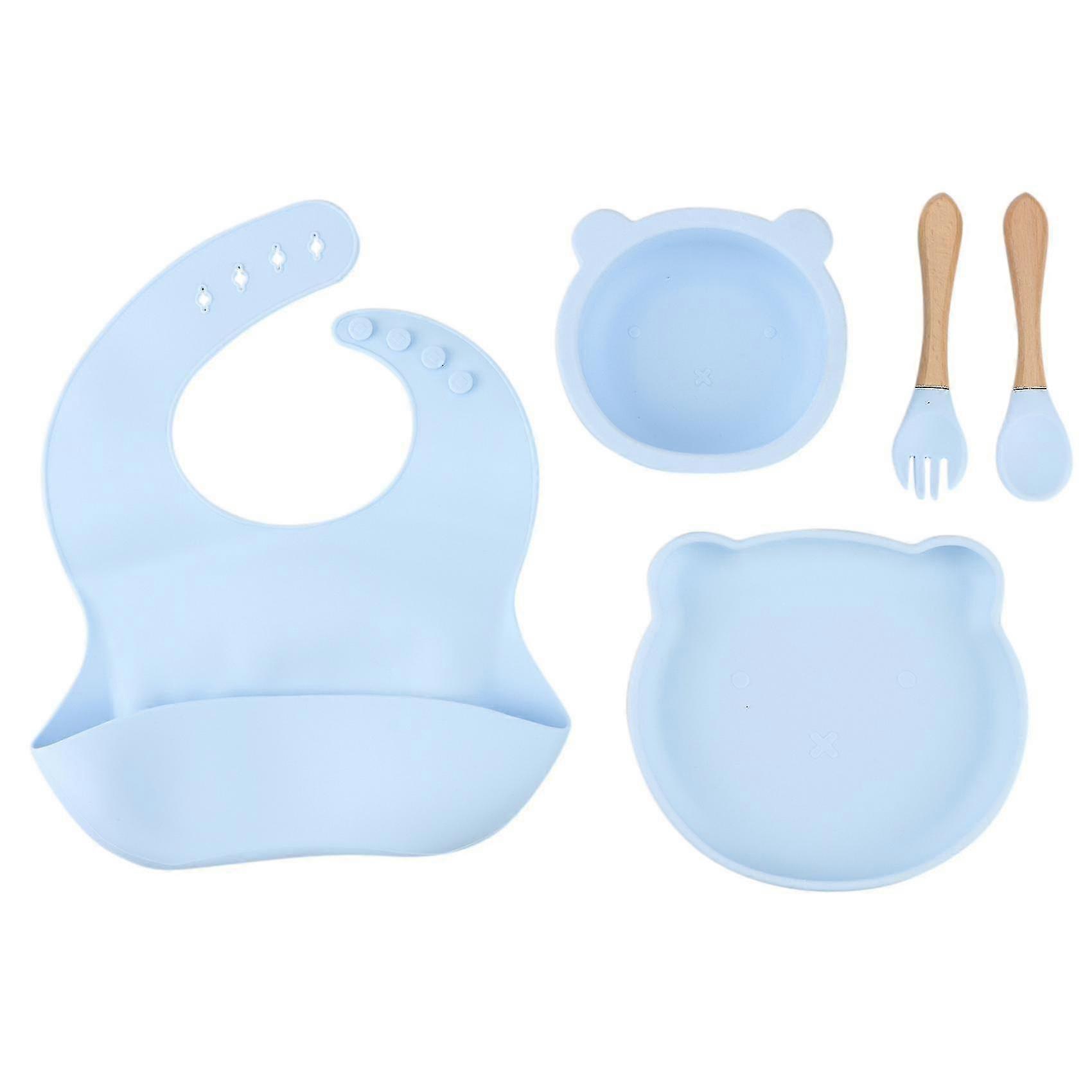 Kindergabeln und Löffel Silikon Lebensmittelteller Fütterungsplatte Set 1 A