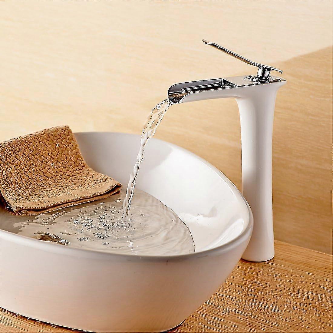 Basin mixerBathroom Faucets Waterfall Single lever sink mixer White Chrome