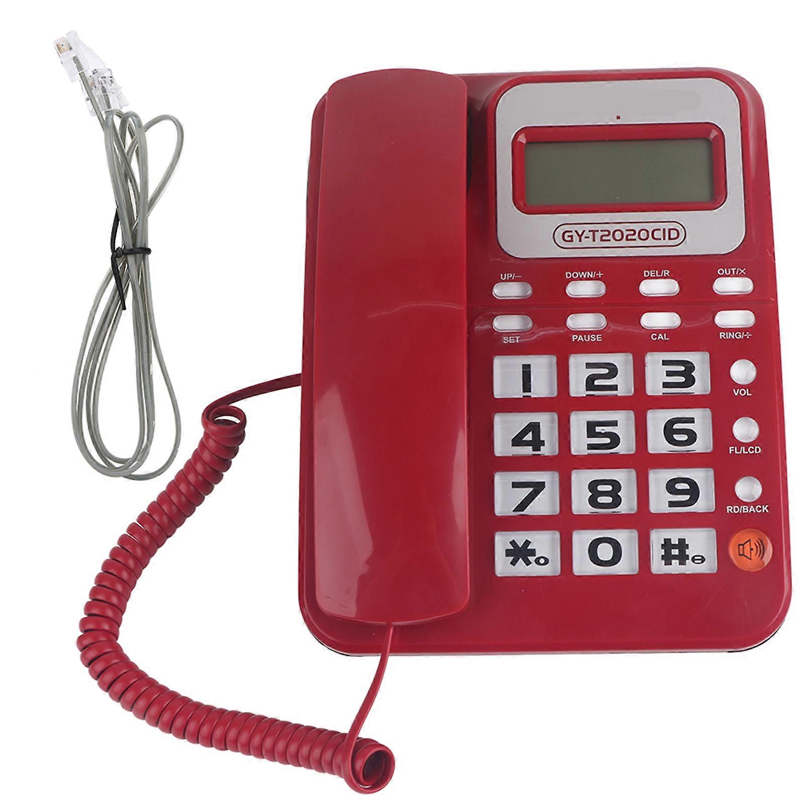 ABS GY T2020CID Wired Telephone with Speaker Caller ID Display Calculater(Red )