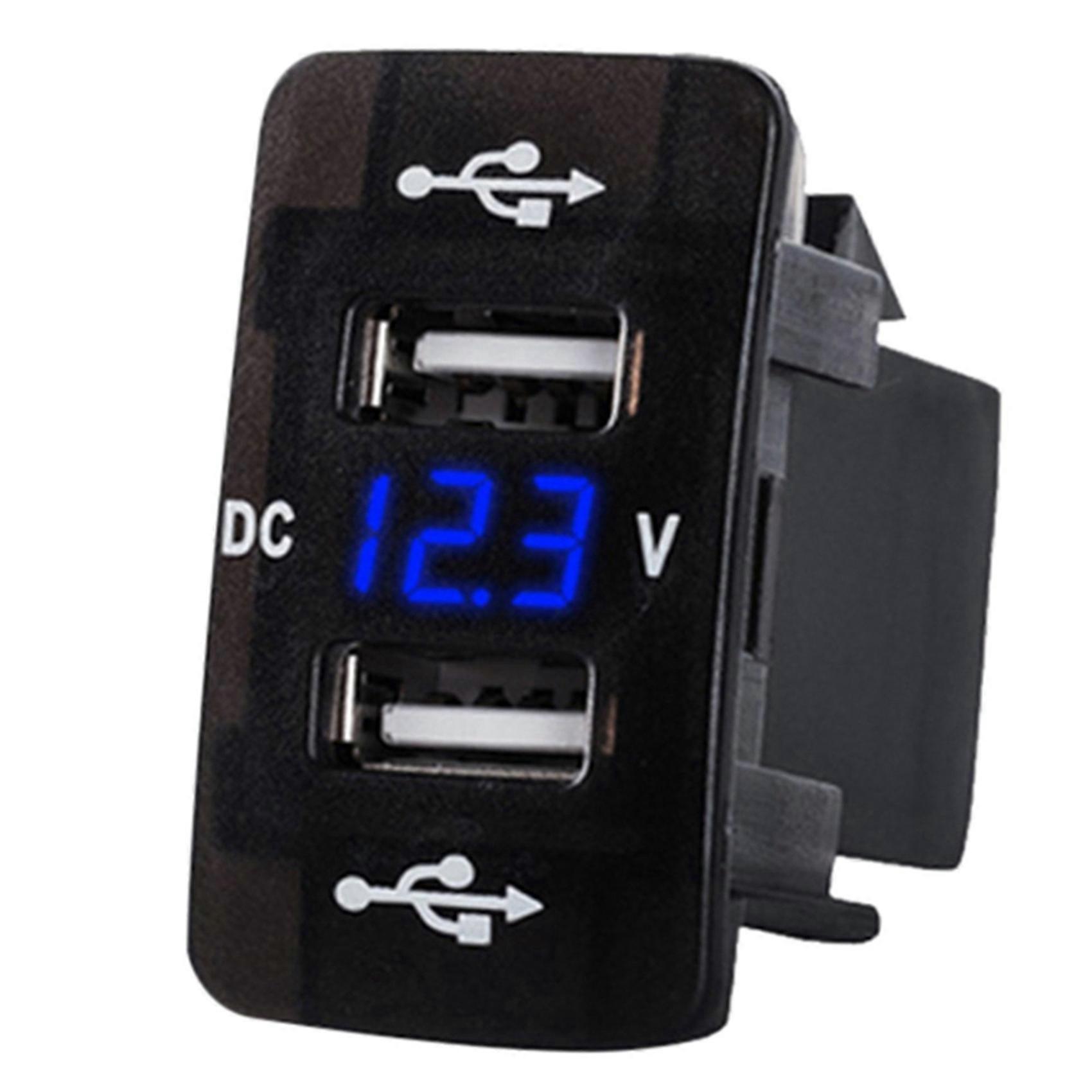 12V-24V Car Charger Dual USB Charger with Blue Voltage Waterproof Mobile Phone Charger for