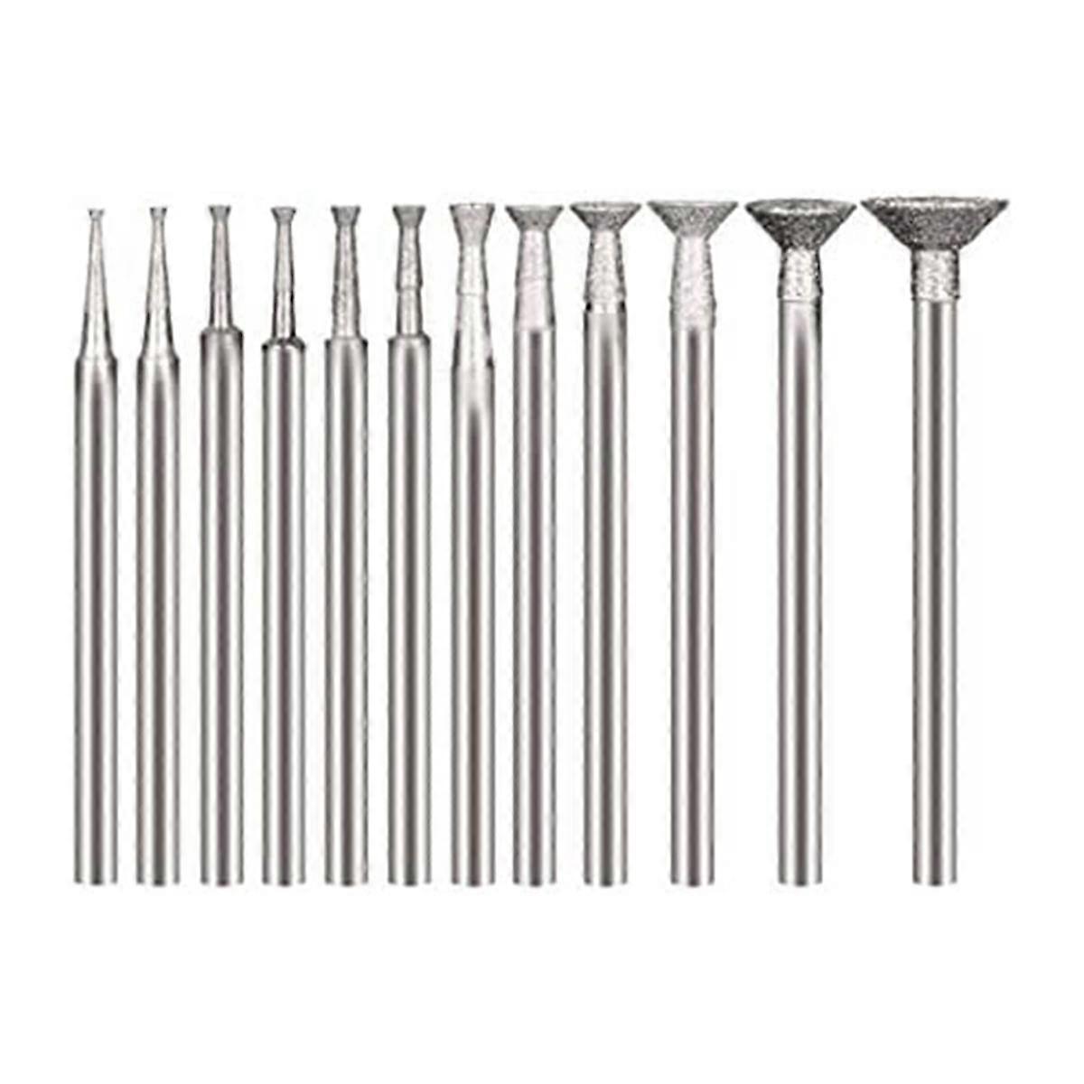 Bowl Shape Diamond Grinding Burr Fits for Rotary Tool Includes for with 2.35mm (Pack of 12)