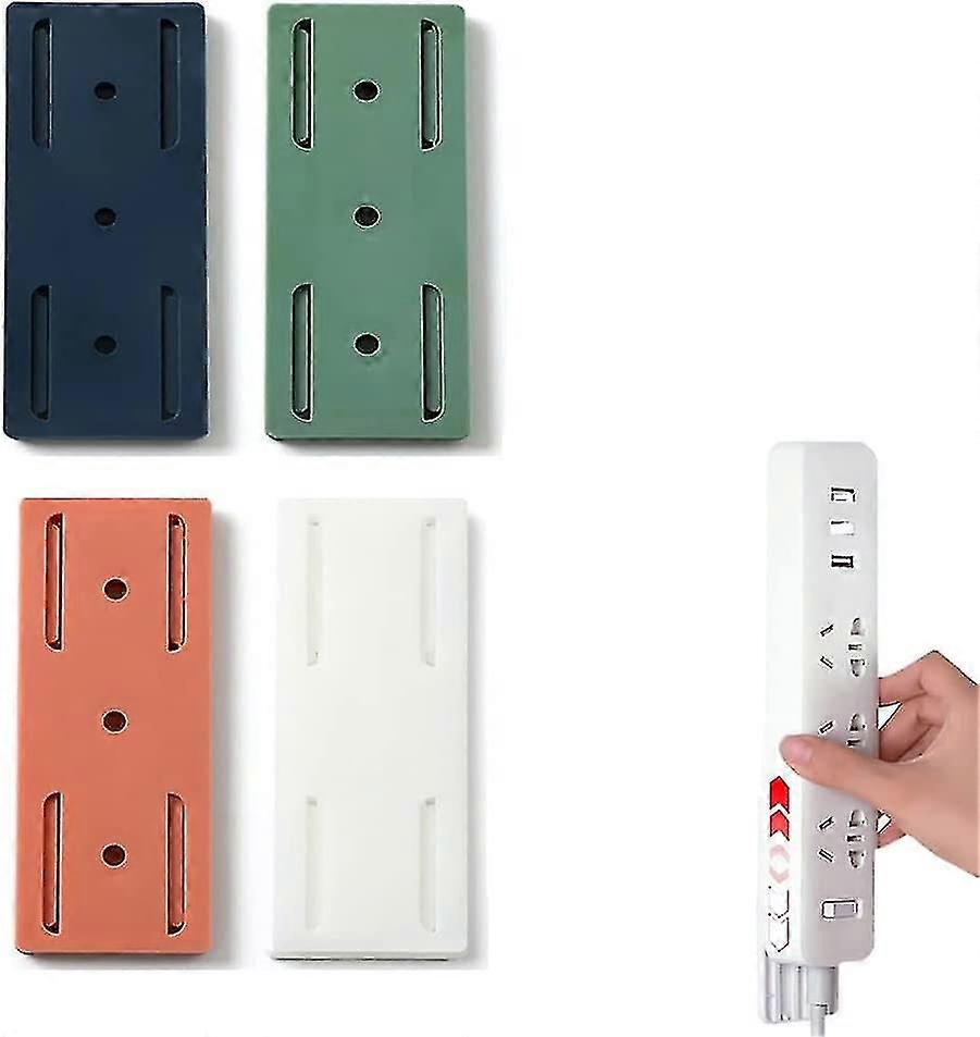 4pcs Adhesive Punch-free Socket Holder,self Adhesive Power Strip Holder Fixator Wall Mount Plug-in Socket Fixer