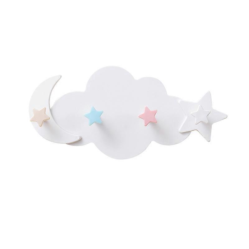 Nail-Free Cloud Shape Wall Hooks,Kids Room Decorative Key Hanging Decor Holder Rack