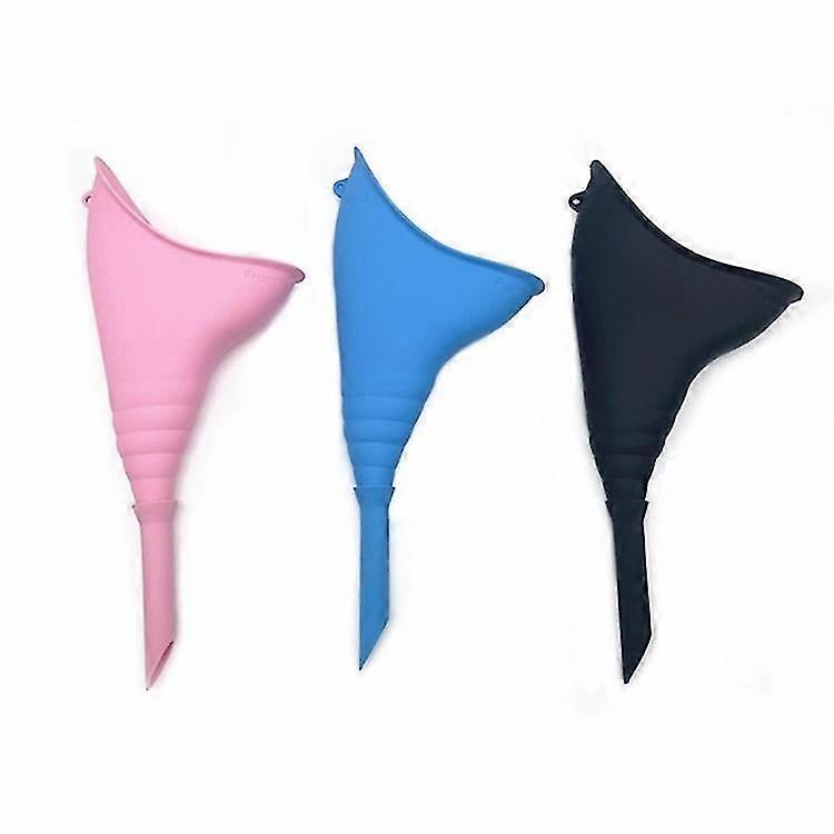 female urination device - silicone funnel urine cups ,with long spout  arcs design ,portable reusable (pink)