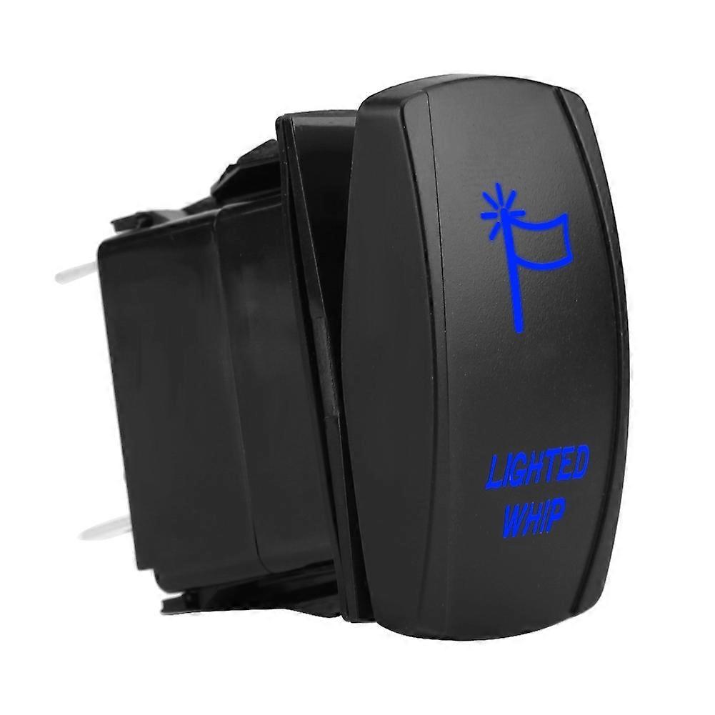 5Pin Laser Lighted Whip Rocker Switch On Off LED Light 12V-20A 24V-10A (Blue)