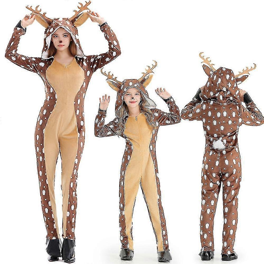 الكبار الطفل عيد الميلاد الرنة زي الفتيات مقنعين دافئ تزلف الغزلان زي Onesie تزلف الغزلان بذلة زي للأطفال