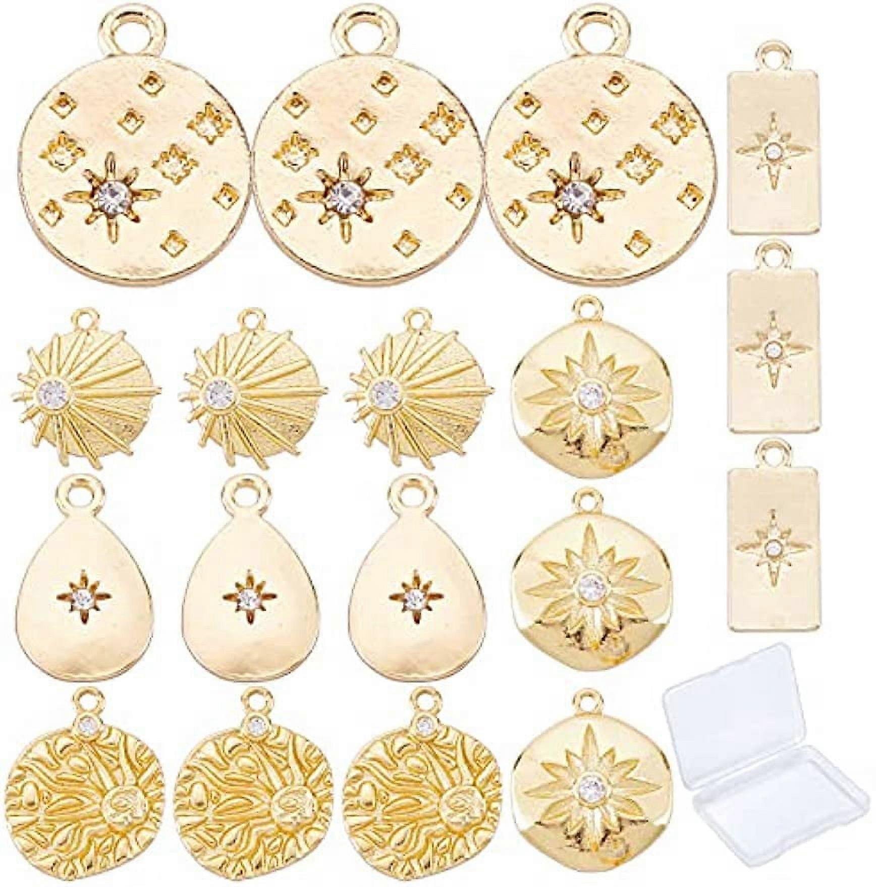 18Pcs 6Styles Real 18K Gold Plated Star Theme Charms Sea Animal Pendants Shell Starfish Cubic Zirconia Pendants