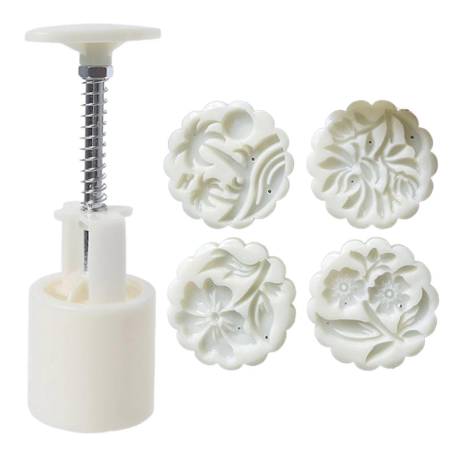 Cookie Stamps Flower Pattern Mooncake Mould Moon Cake Maker For Mid-autumn