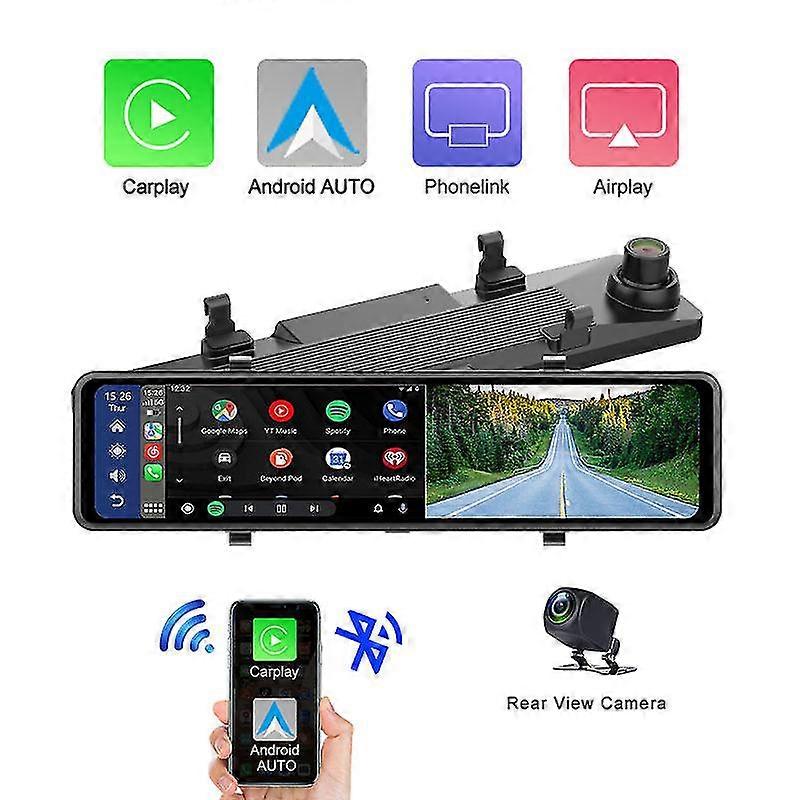 2K dash cam dual lens recording dashboard camera super night vision - wdr built-in wi-fi bt car dvr ,11.26" wide screen