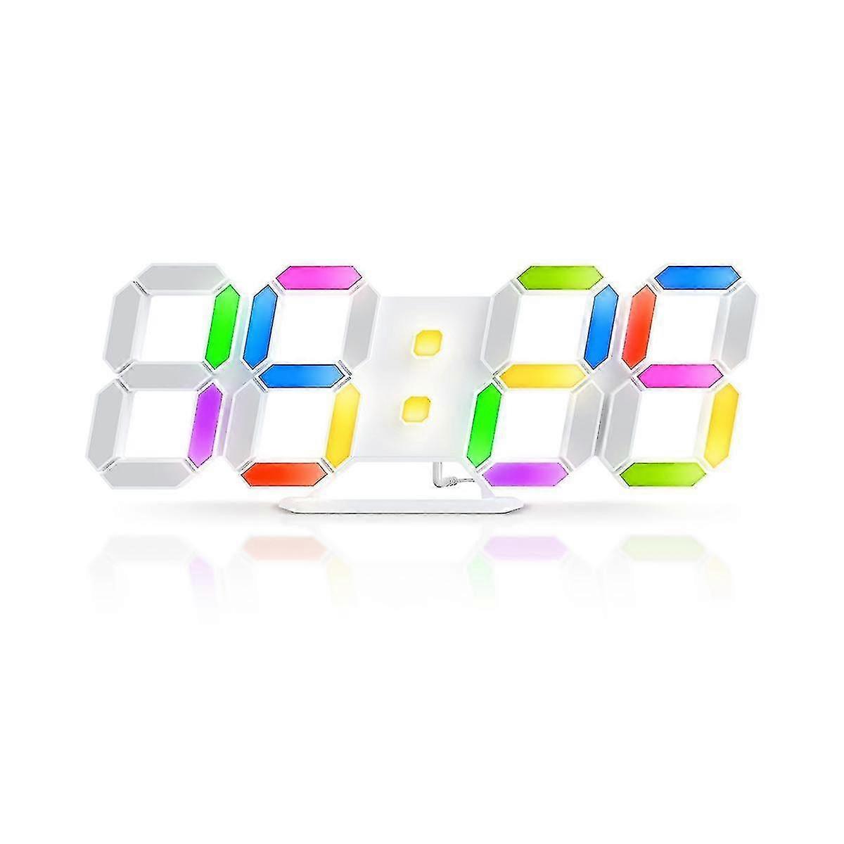3d Led Digital Wall Clock Rgb Clock Luminous Table Alarm Clock Time Date Table Clock With App Contr